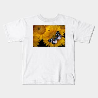 Beautiful Wings Resting On Sunflower Kids T-Shirt